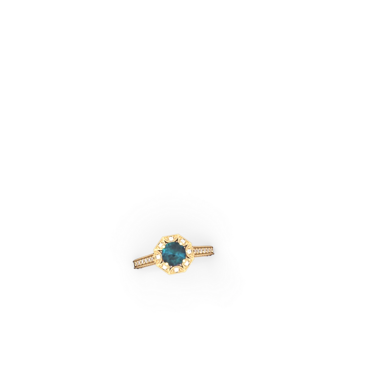 Alexandrite Art-Deco Starburst 14K Yellow Gold ring R5520