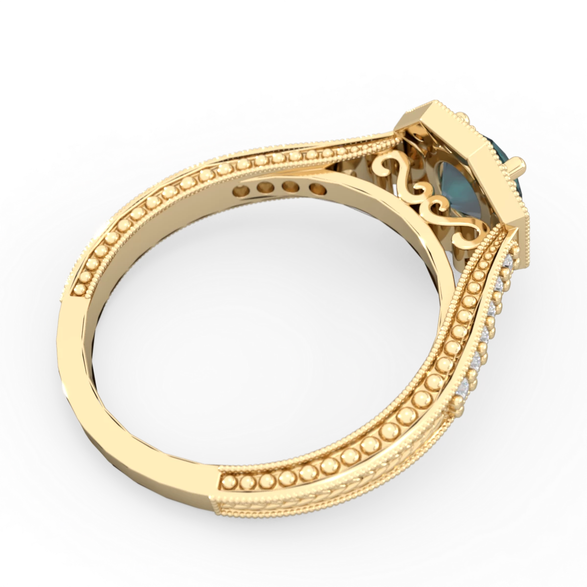 Alexandrite Art-Deco Starburst 14K Yellow Gold ring R5520