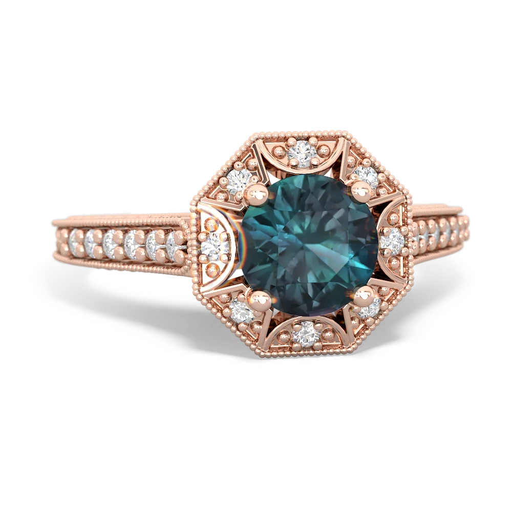 Alexandrite Art-Deco Starburst 14K Rose Gold ring R5520