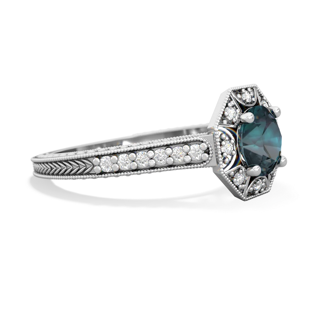 Alexandrite Art-Deco Starburst 14K White Gold ring R5520