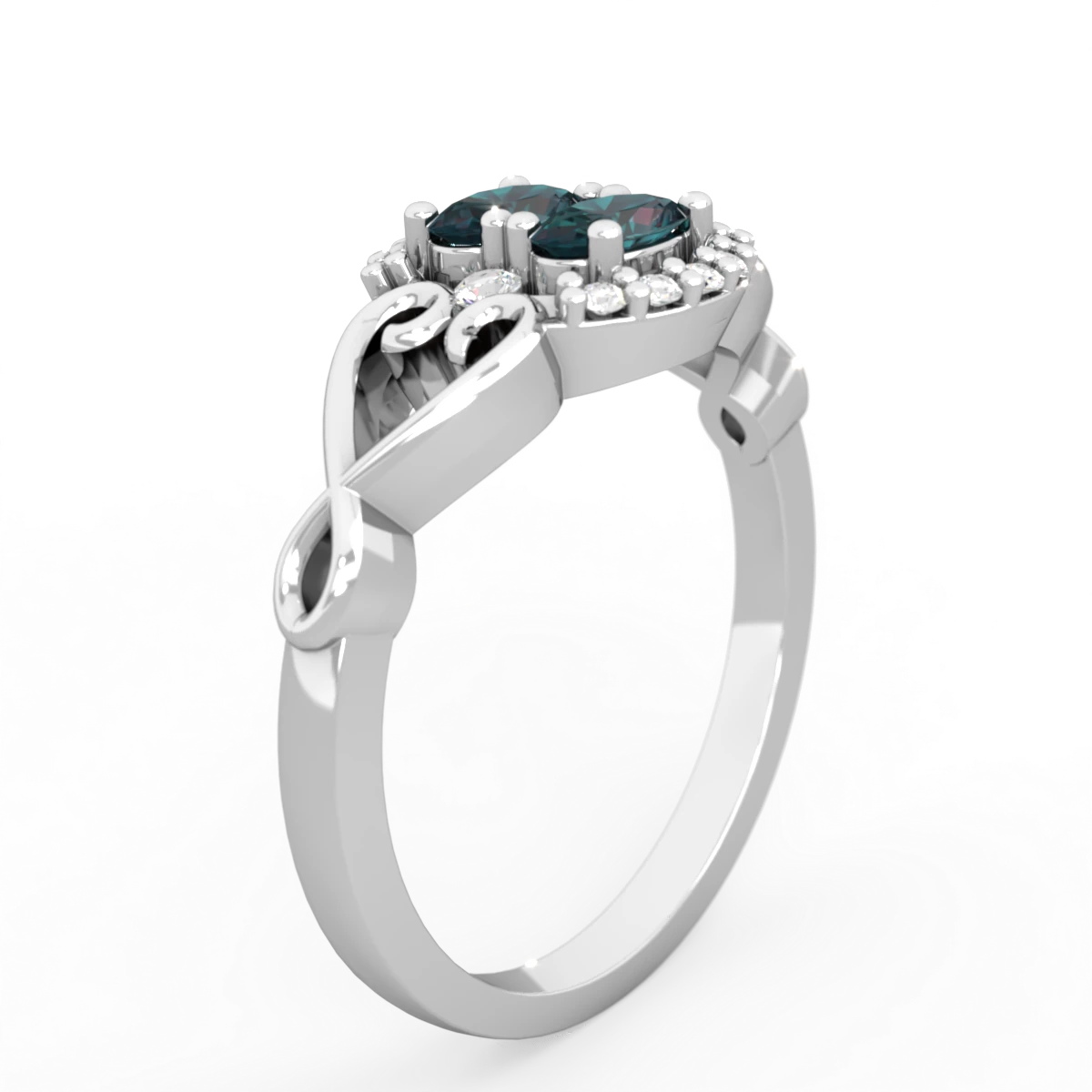 Alexandrite Love Nest 14K White Gold ring R5860
