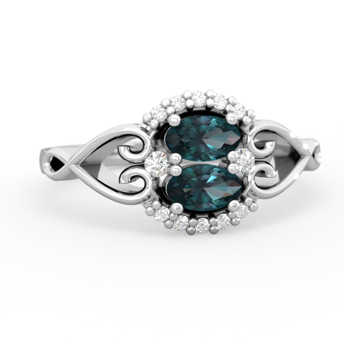 Alexandrite Love Nest 14K White Gold ring R5860