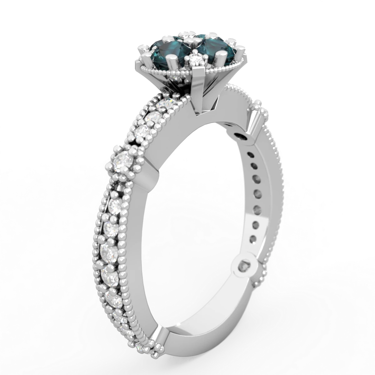 Alexandrite Sparkling Tiara Cluster 14K White Gold ring R26293RD