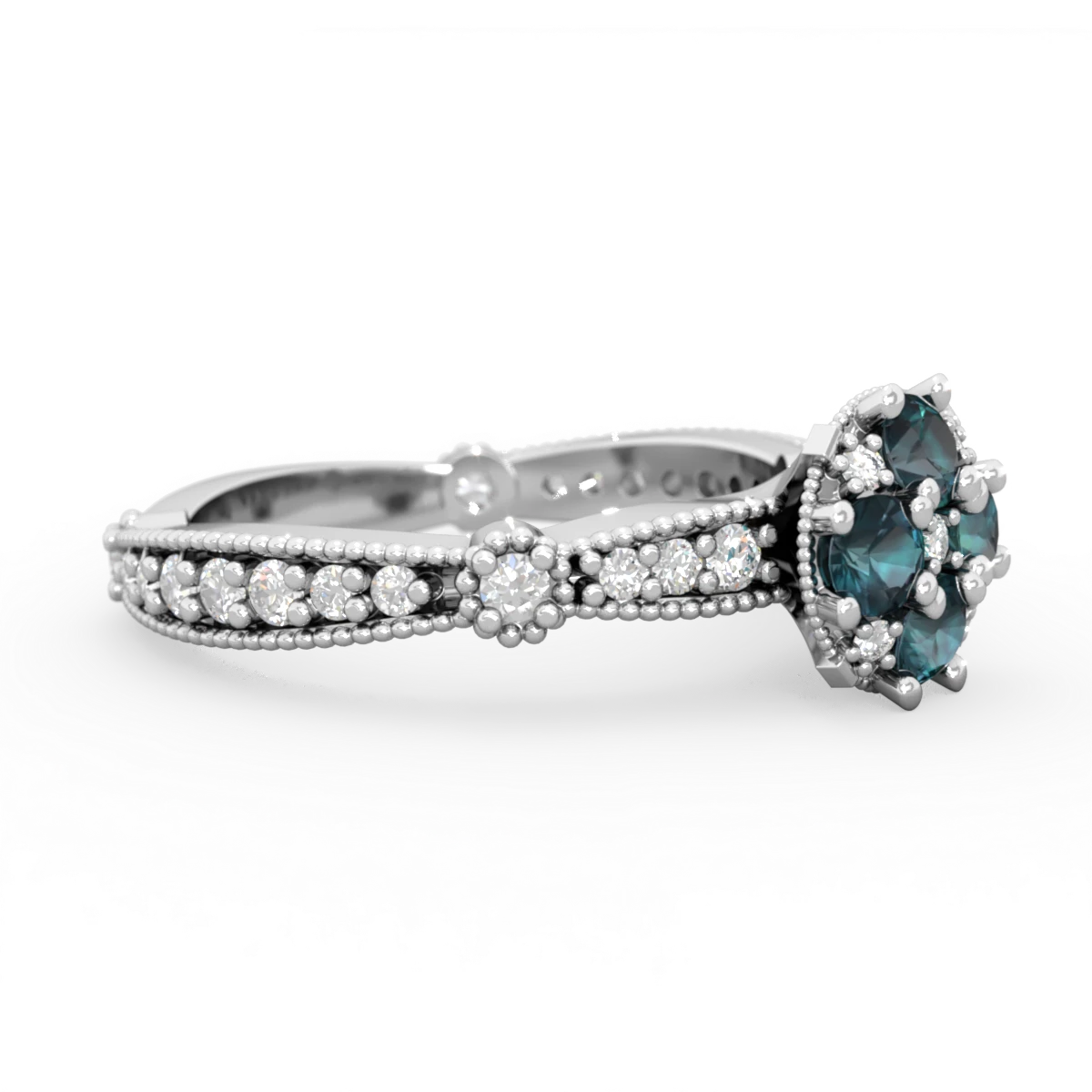 Alexandrite Sparkling Tiara Cluster 14K White Gold ring R26293RD