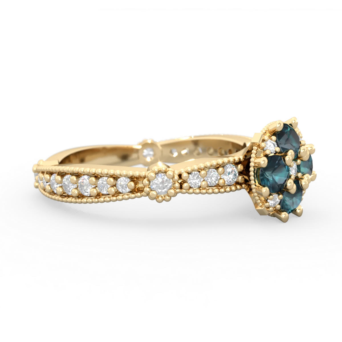 Alexandrite Sparkling Tiara Cluster 14K Yellow Gold ring R26293RD