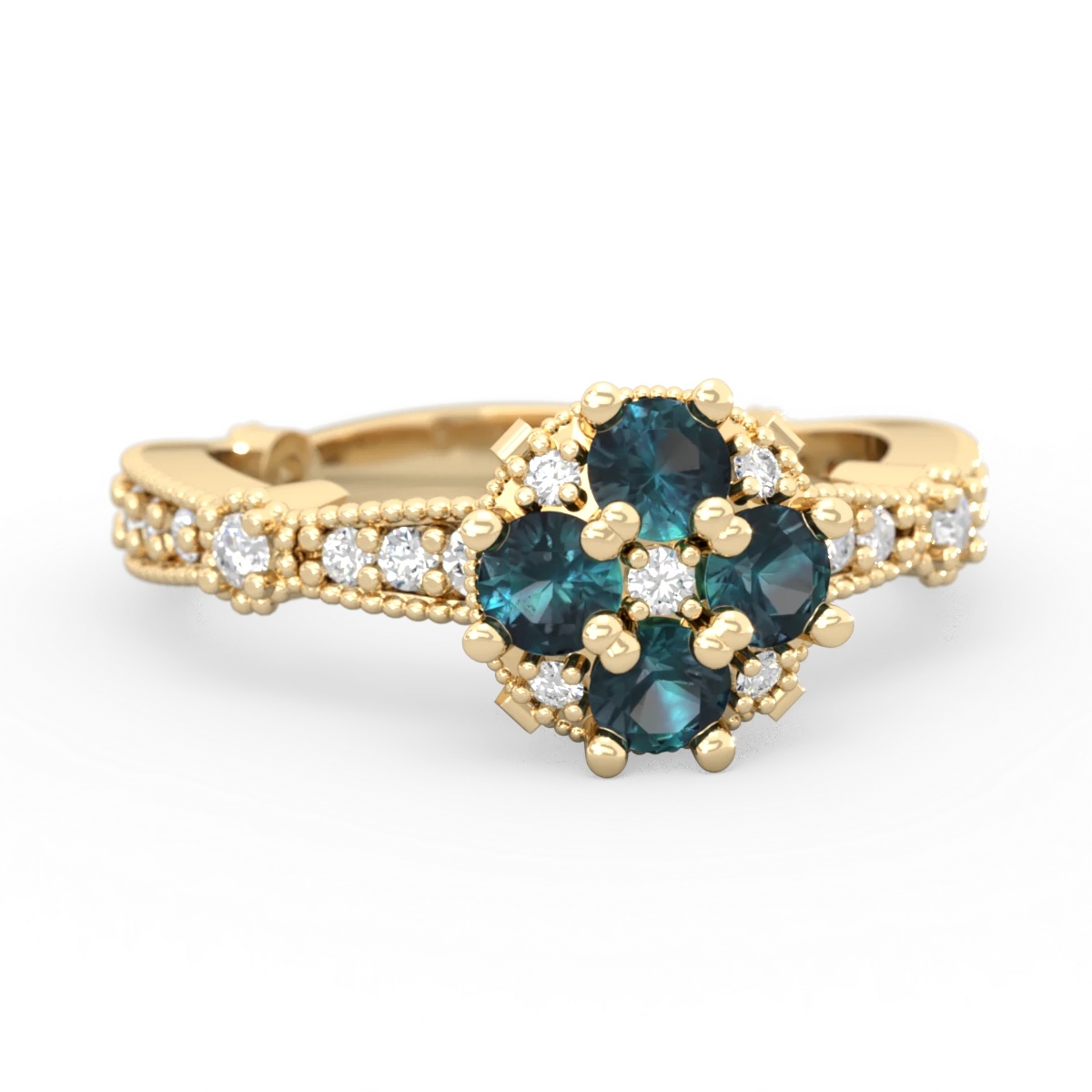 Alexandrite Sparkling Tiara Cluster 14K Yellow Gold ring R26293RD