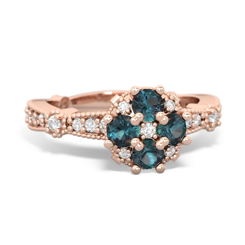 Alexandrite Sparkling Tiara Cluster 14K Rose Gold ring R26293RD