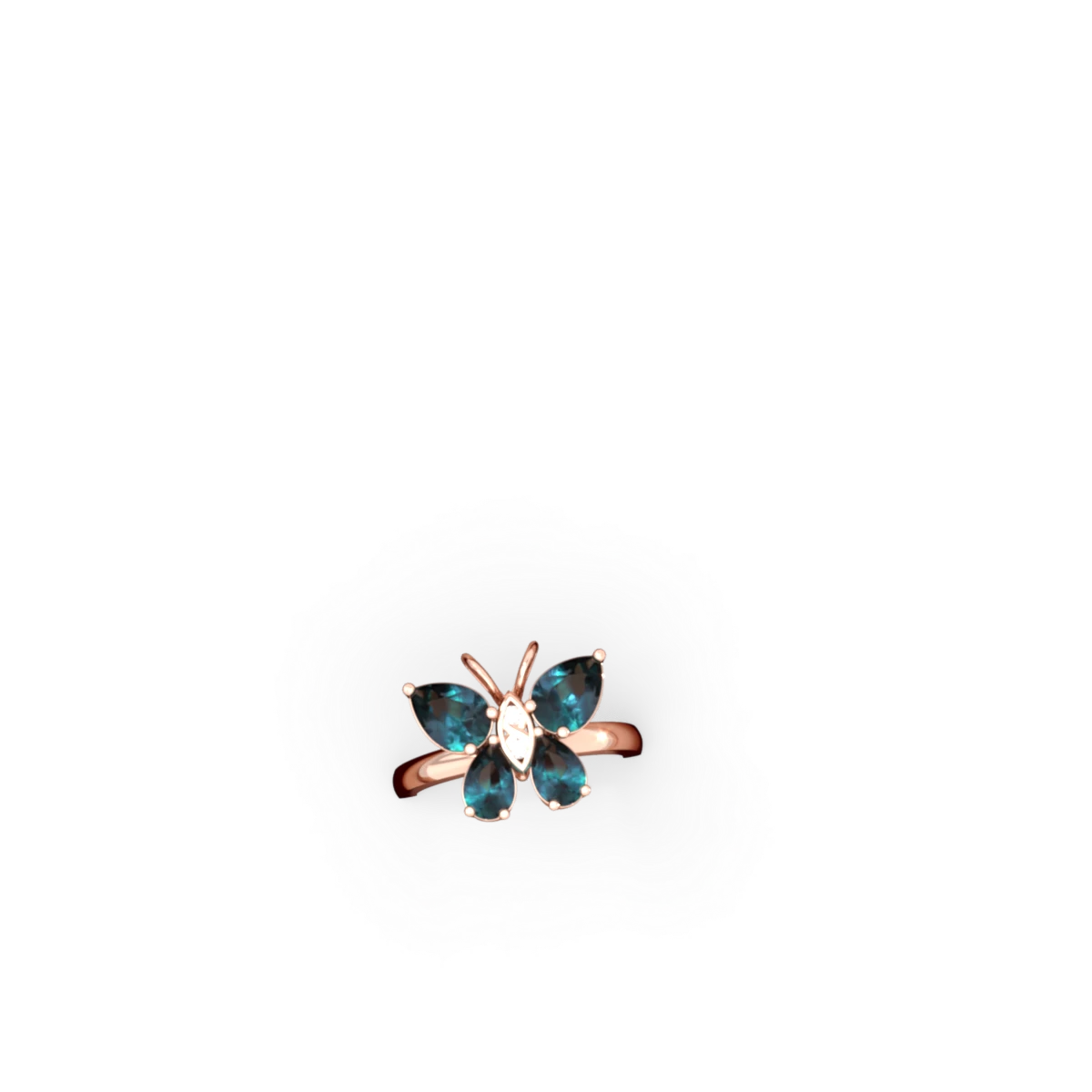 Alexandrite Butterfly 14K Rose Gold ring R2215