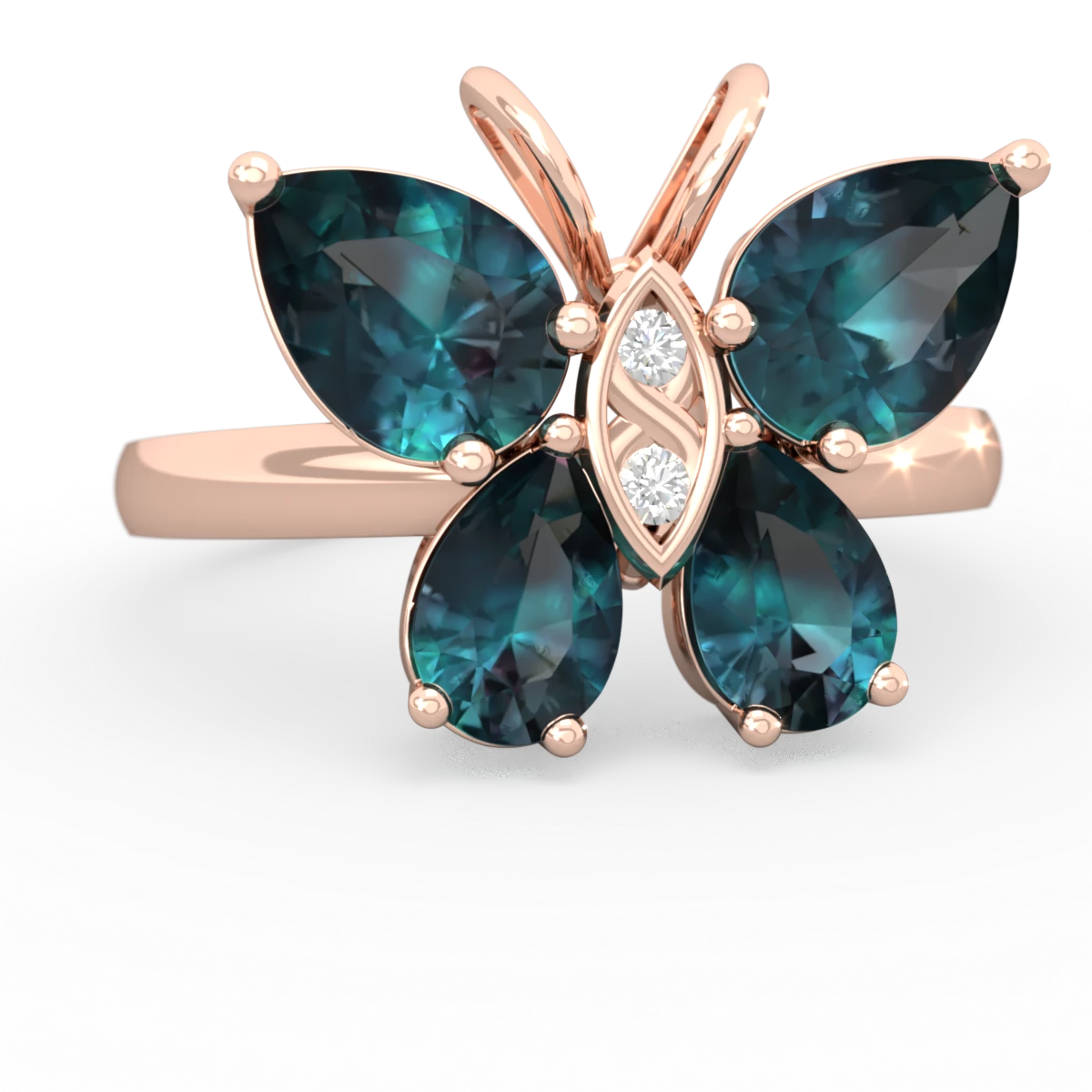Alexandrite Butterfly 14K Rose Gold ring R2215