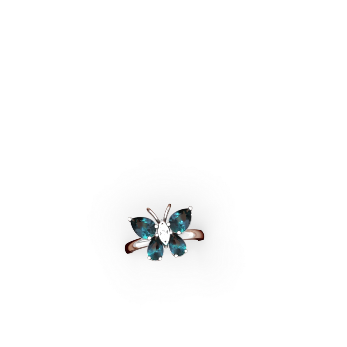 Alexandrite Butterfly 14K White Gold ring R2215