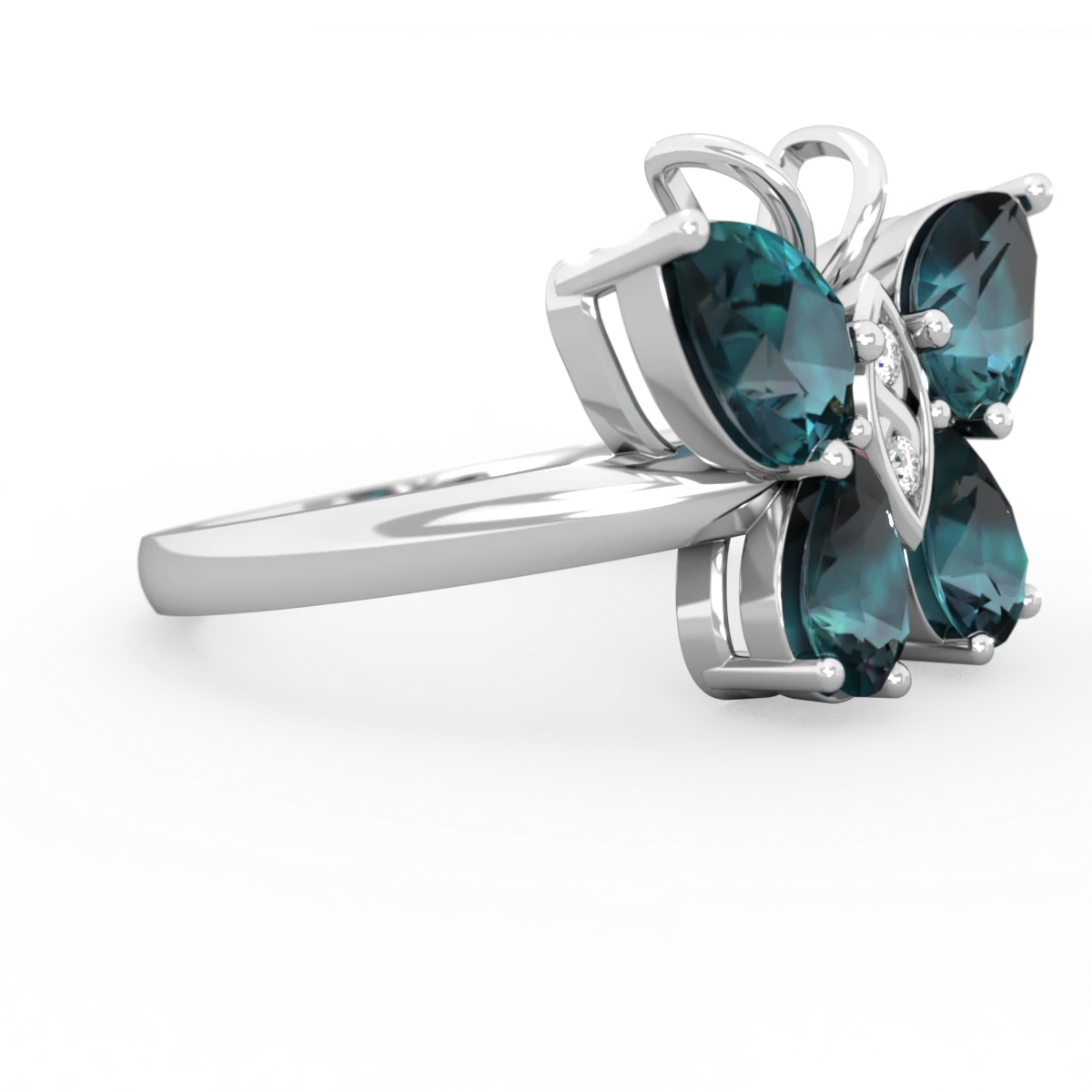Alexandrite Butterfly 14K White Gold ring R2215