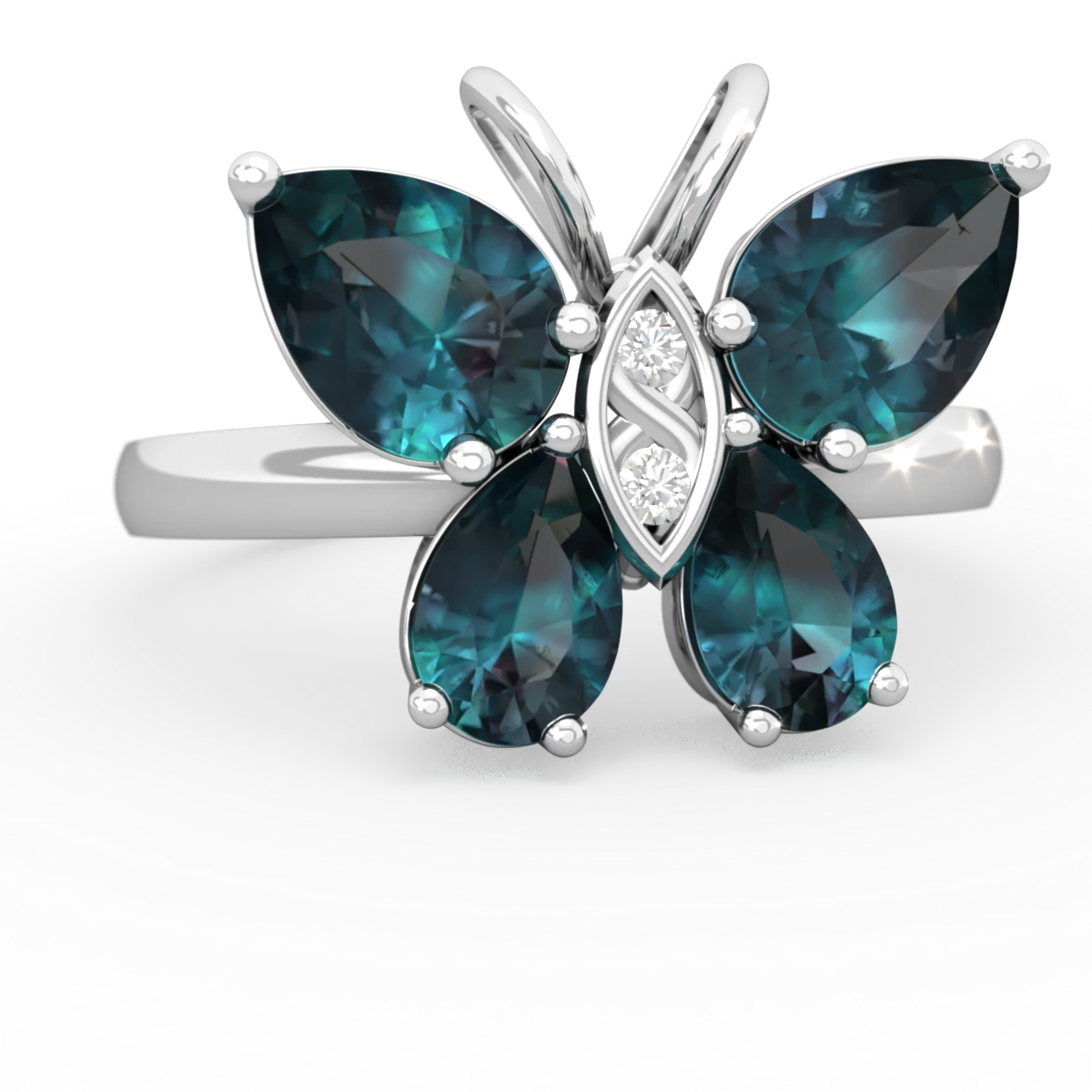 Alexandrite Butterfly 14K White Gold ring R2215