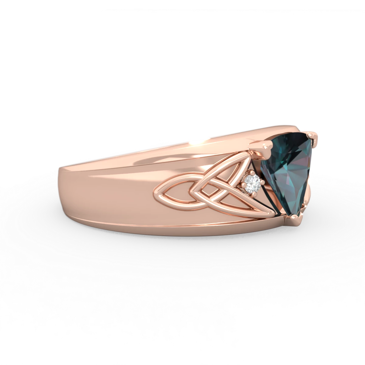 Alexandrite Celtic Trinity Knot Men's 14K Rose Gold ring R0440