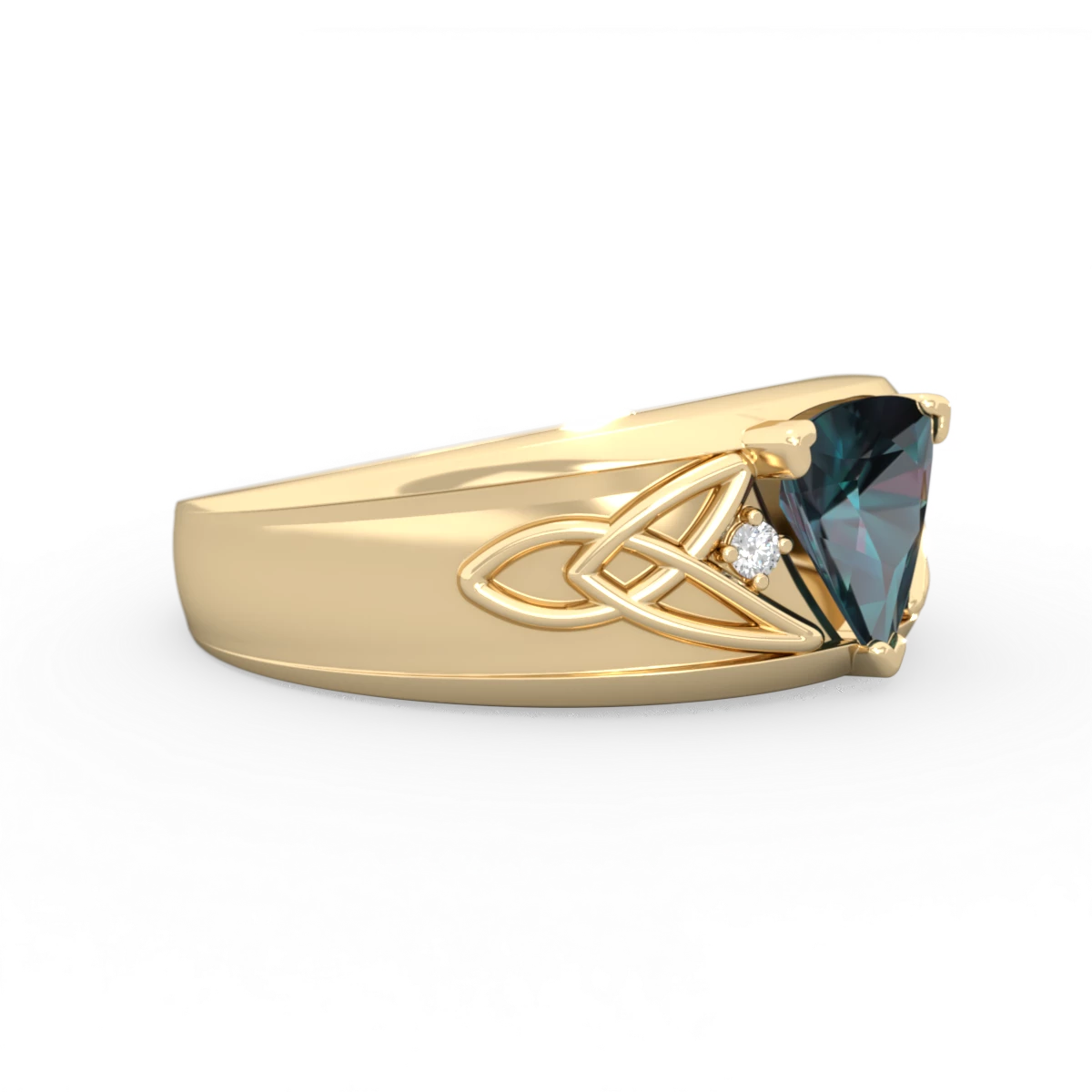Alexandrite Celtic Trinity Knot Men's 14K Yellow Gold ring R0440