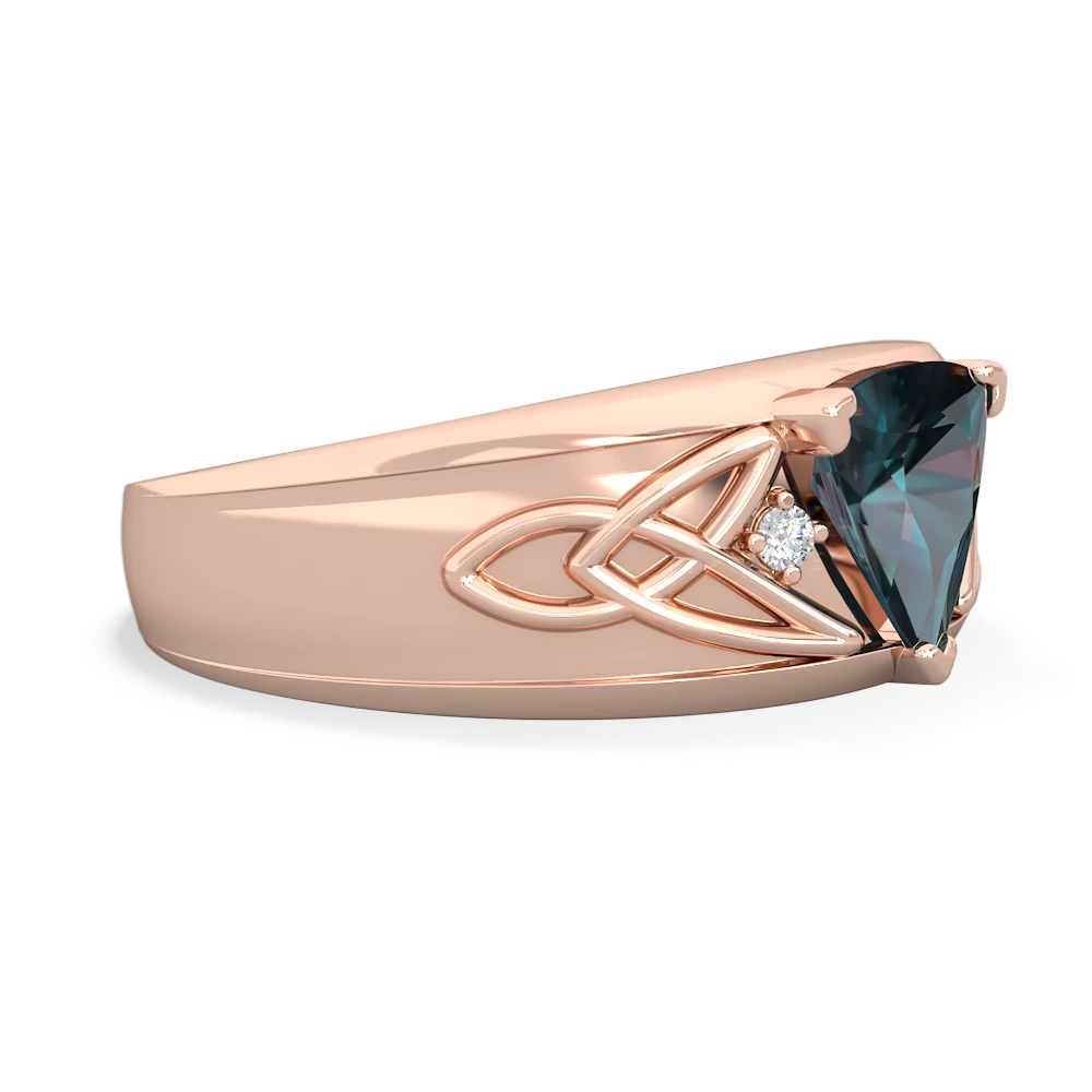 Alexandrite Celtic Trinity Knot Men's 14K Rose Gold ring R0440