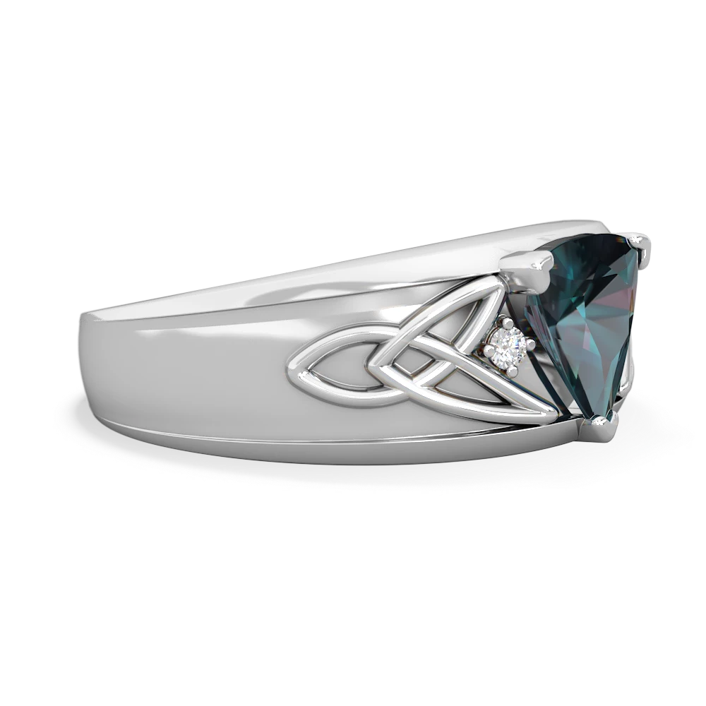 Alexandrite Celtic Trinity Knot Men's 14K White Gold ring R0440