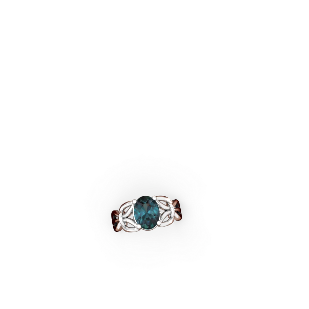 Alexandrite Celtic Knot Cocktail 14K White Gold ring R2377