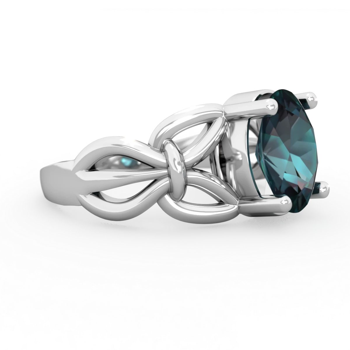 Alexandrite Celtic Knot Cocktail 14K White Gold ring R2377