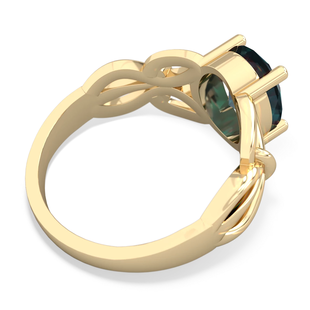 Lab Alexandrite Celtic Knot 14K Yellow Gold ring R2377 - front view
