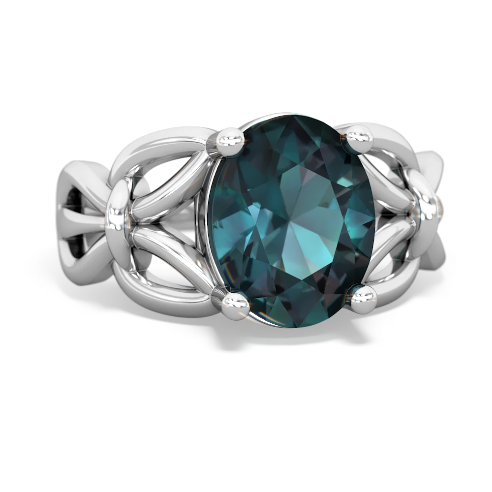 Alexandrite Celtic Knot Cocktail 14K White Gold ring R2377