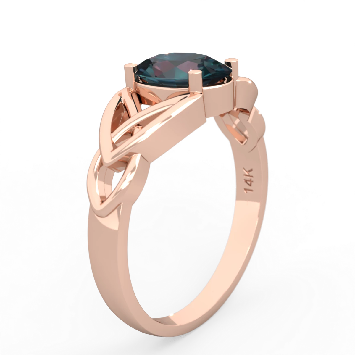 Alexandrite Celtic Trinity Knot 14K Rose Gold ring R2389
