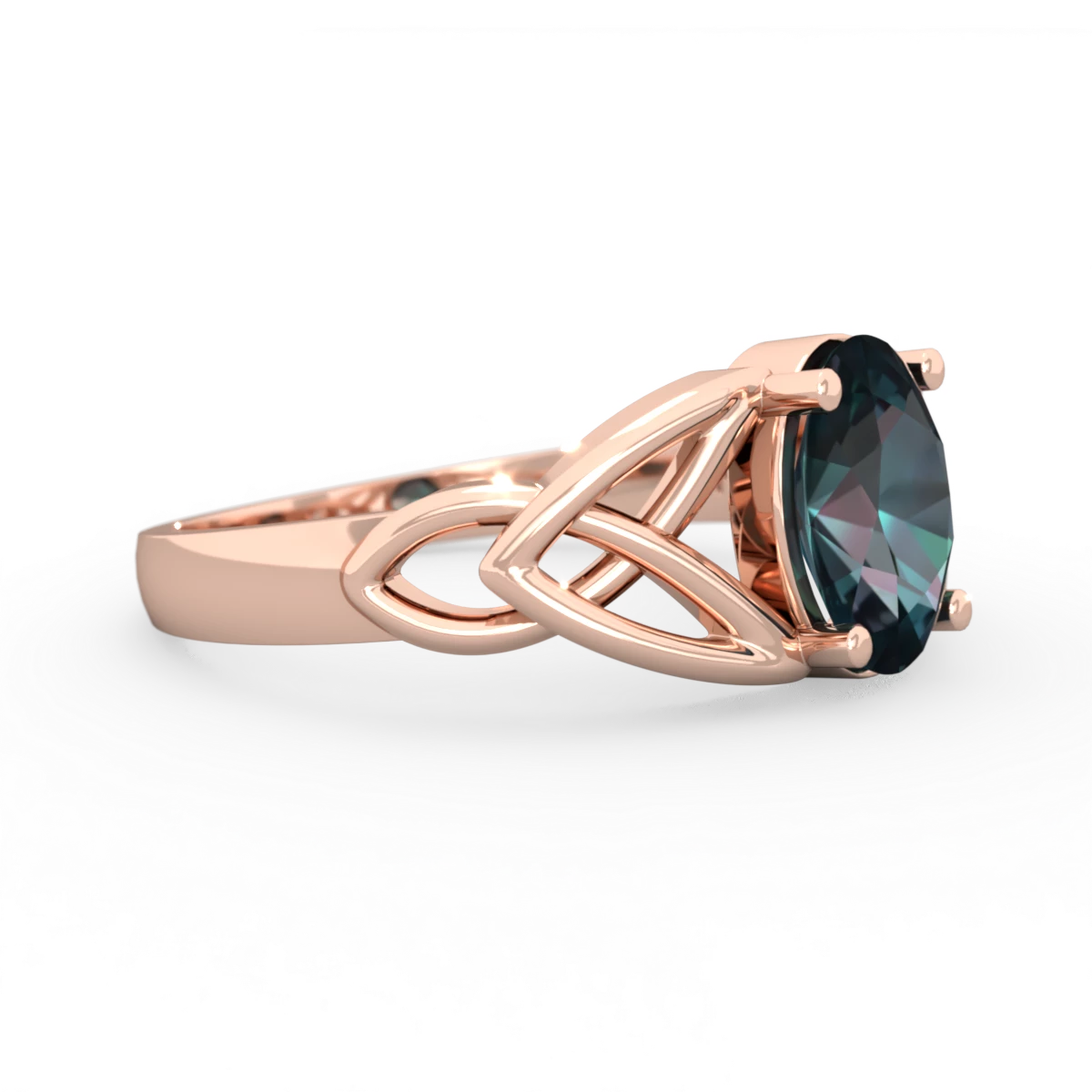 Alexandrite Celtic Trinity Knot 14K Rose Gold ring R2389