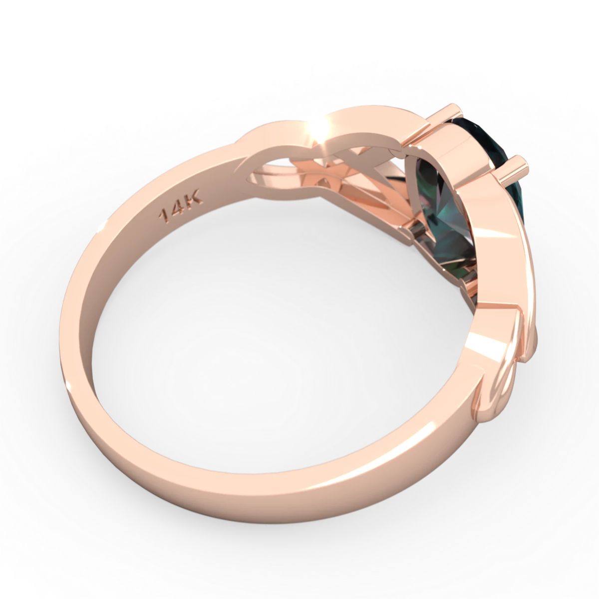 Alexandrite Celtic Trinity Knot 14K Rose Gold ring R2389
