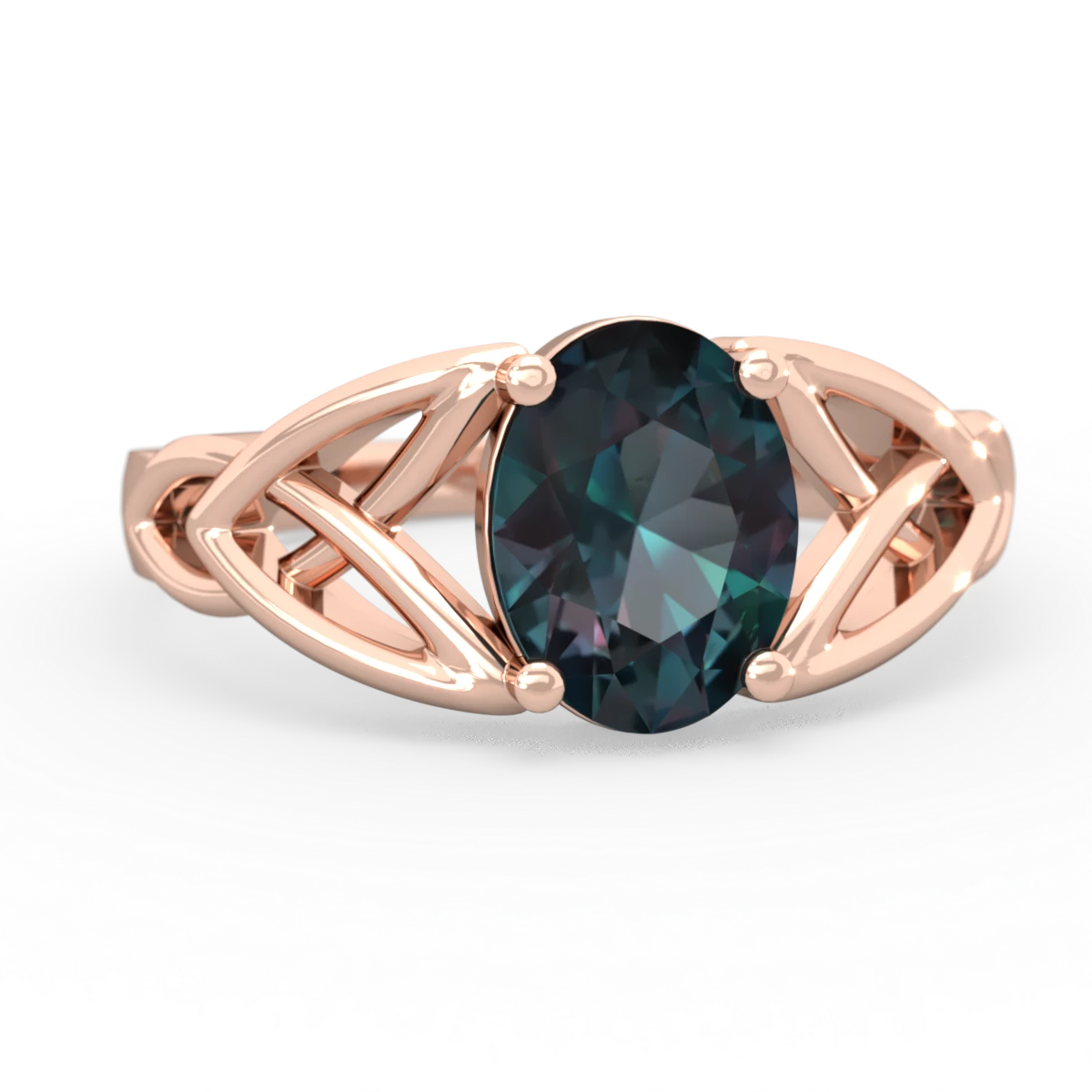 Alexandrite Celtic Trinity Knot 14K Rose Gold ring R2389