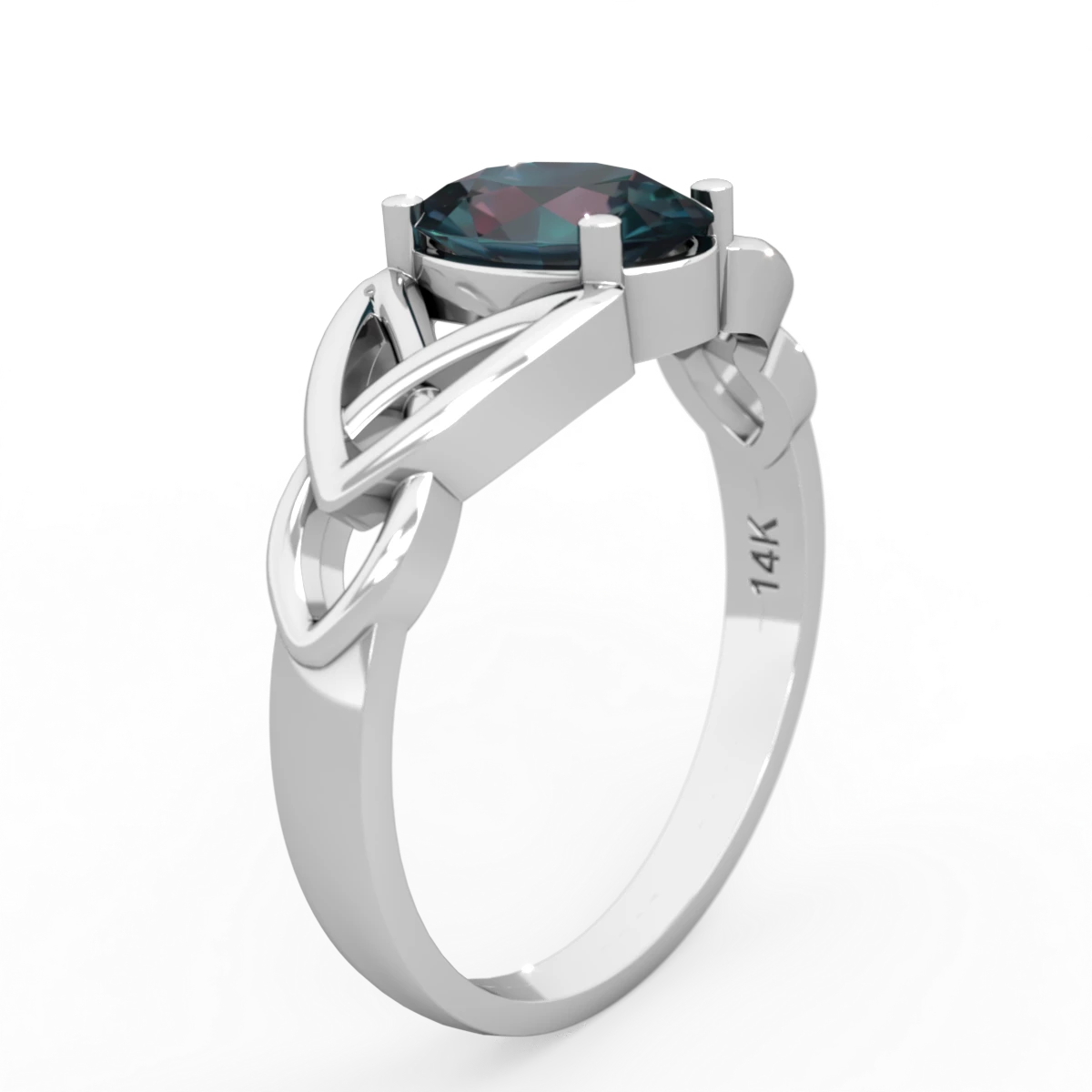 Alexandrite Celtic Trinity Knot 14K White Gold ring R2389