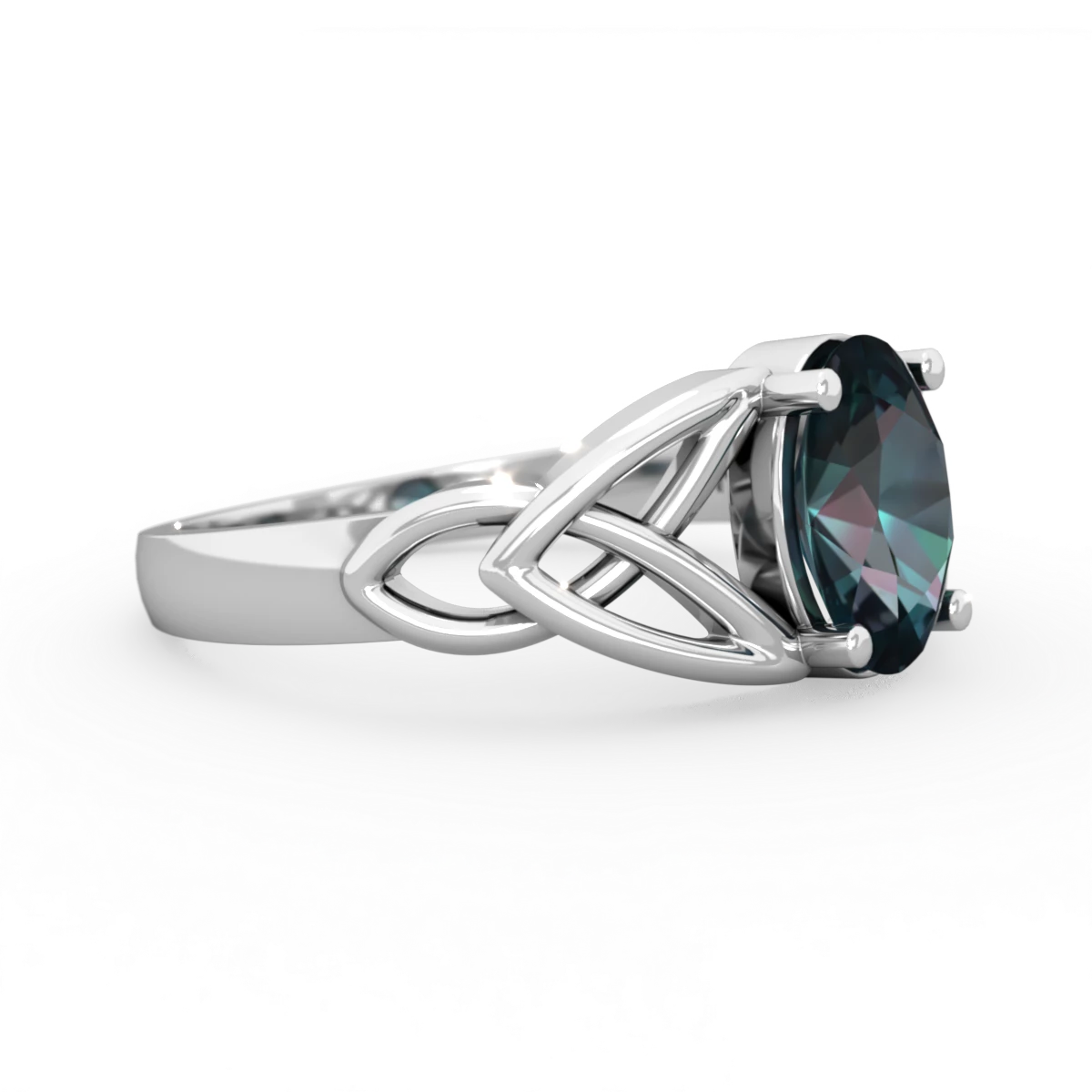 Alexandrite Celtic Trinity Knot 14K White Gold ring R2389