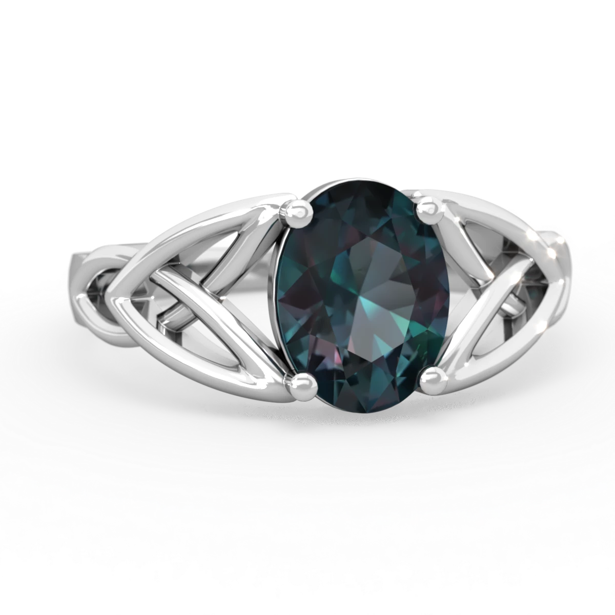 Alexandrite Celtic Trinity Knot 14K White Gold ring R2389