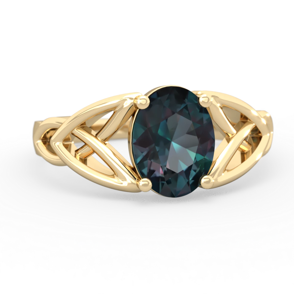 Alexandrite Celtic Trinity Knot 14K Yellow Gold ring R2389