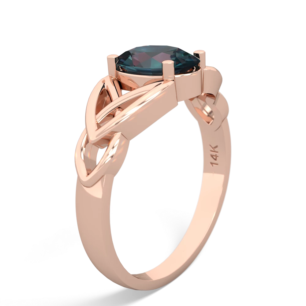 Alexandrite Celtic Trinity Knot 14K Rose Gold ring R2389