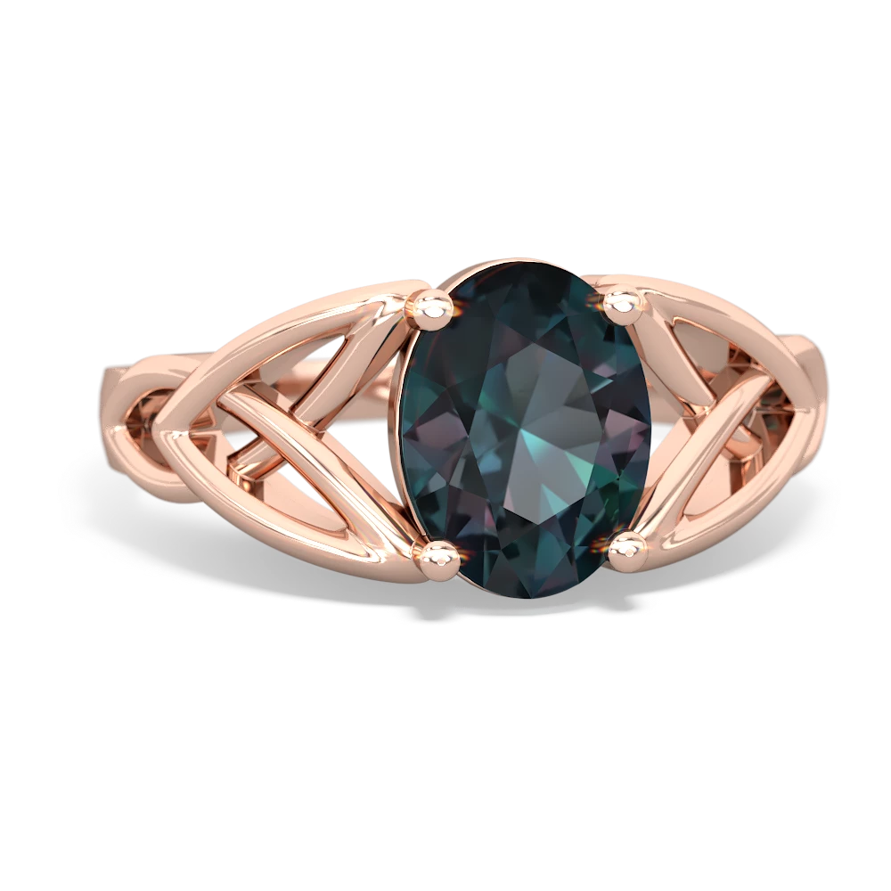 Alexandrite Celtic Trinity Knot 14K Rose Gold ring R2389