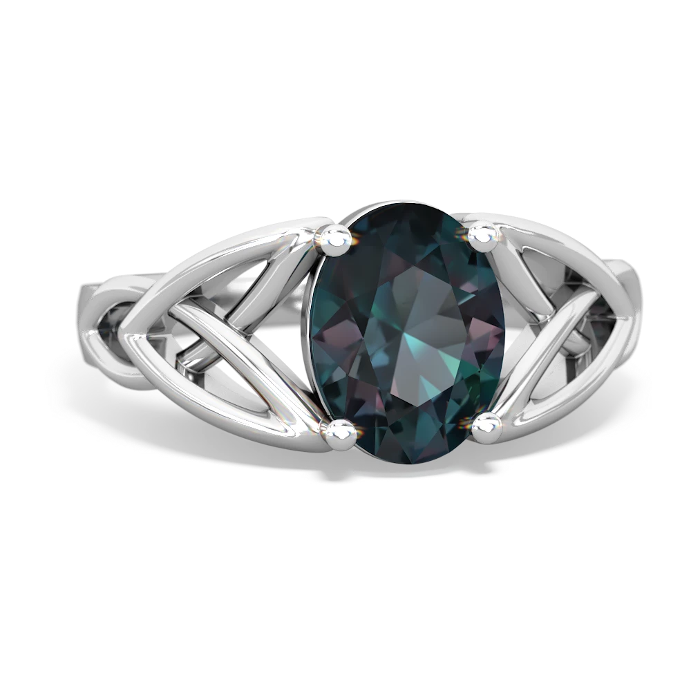 Alexandrite Celtic Trinity Knot 14K White Gold ring R2389