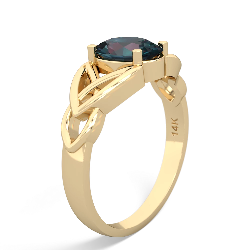 Alexandrite Celtic Trinity Knot 14K Yellow Gold ring R2389