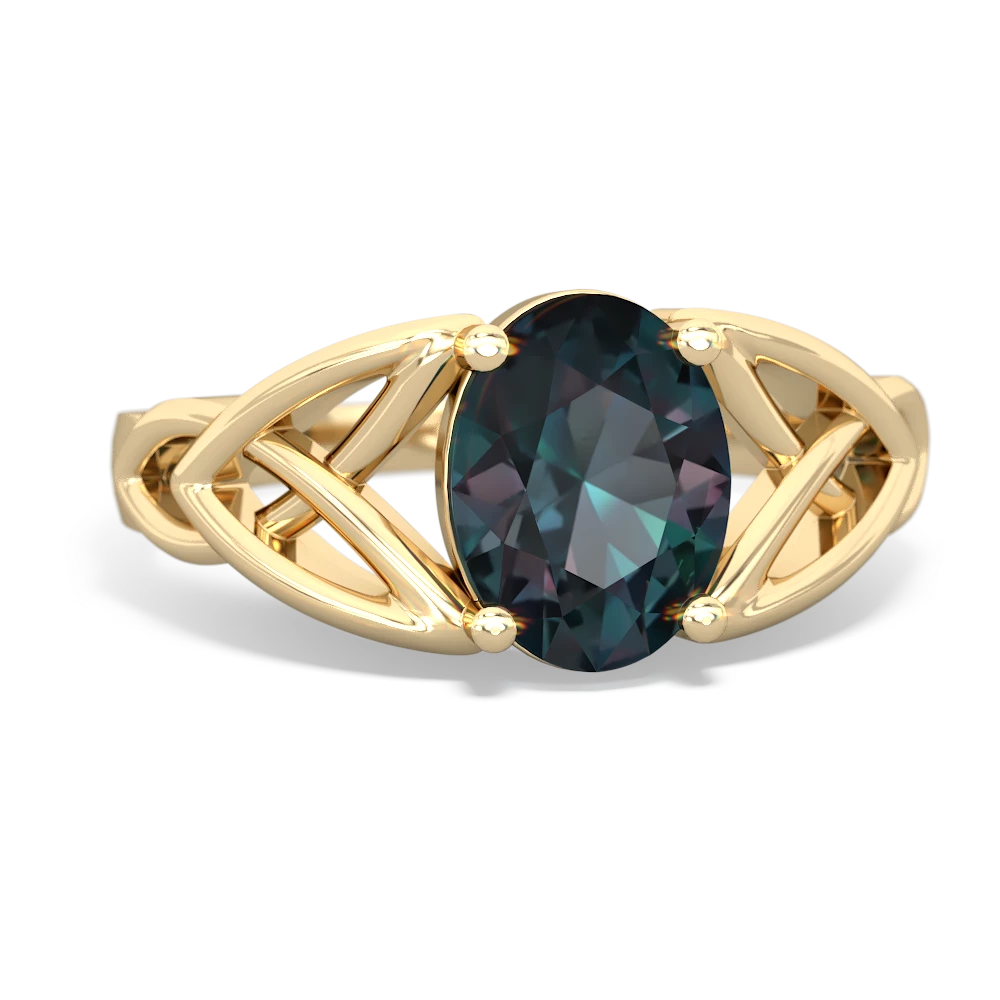 Alexandrite Celtic Trinity Knot 14K Yellow Gold ring R2389