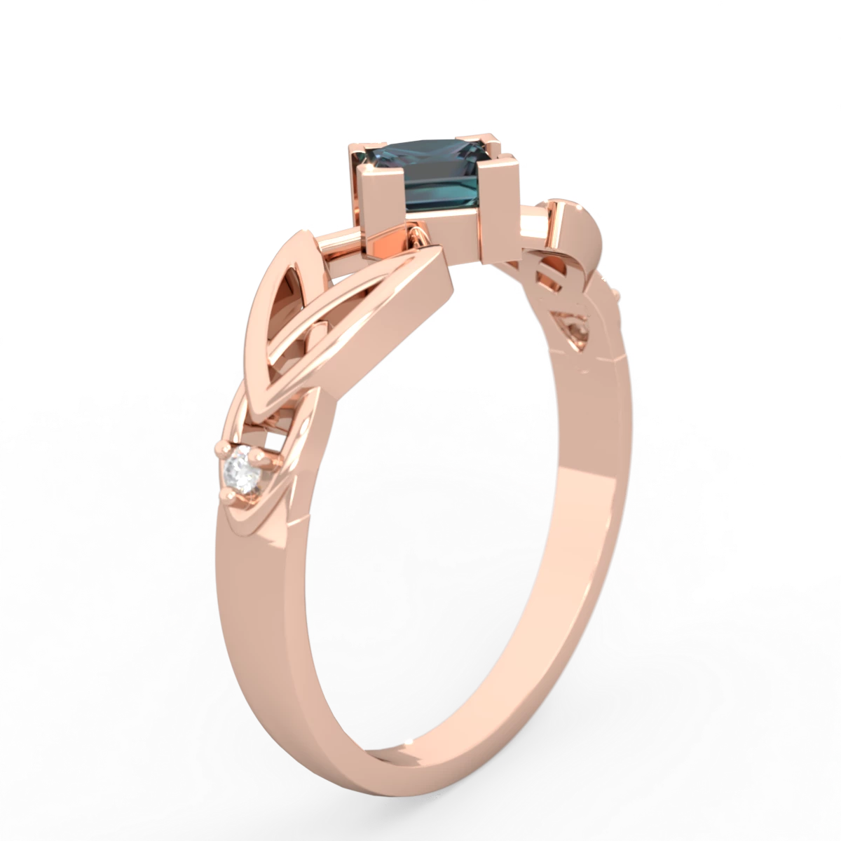 Alexandrite Celtic Knot Princess 14K Rose Gold ring R3349