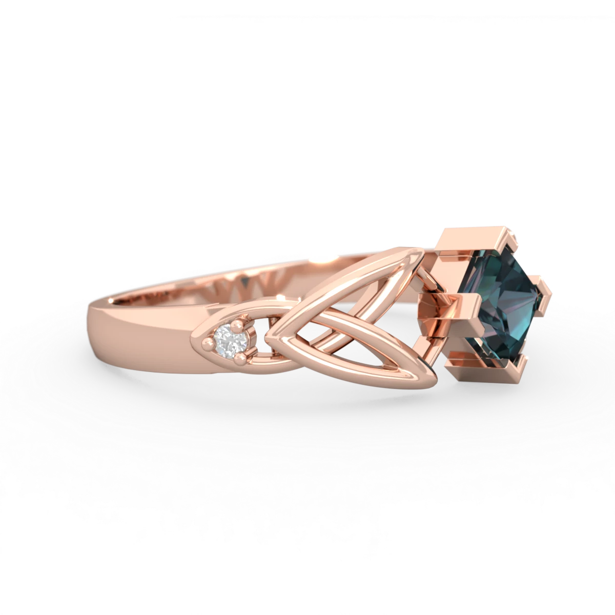 Alexandrite Celtic Knot Princess 14K Rose Gold ring R3349