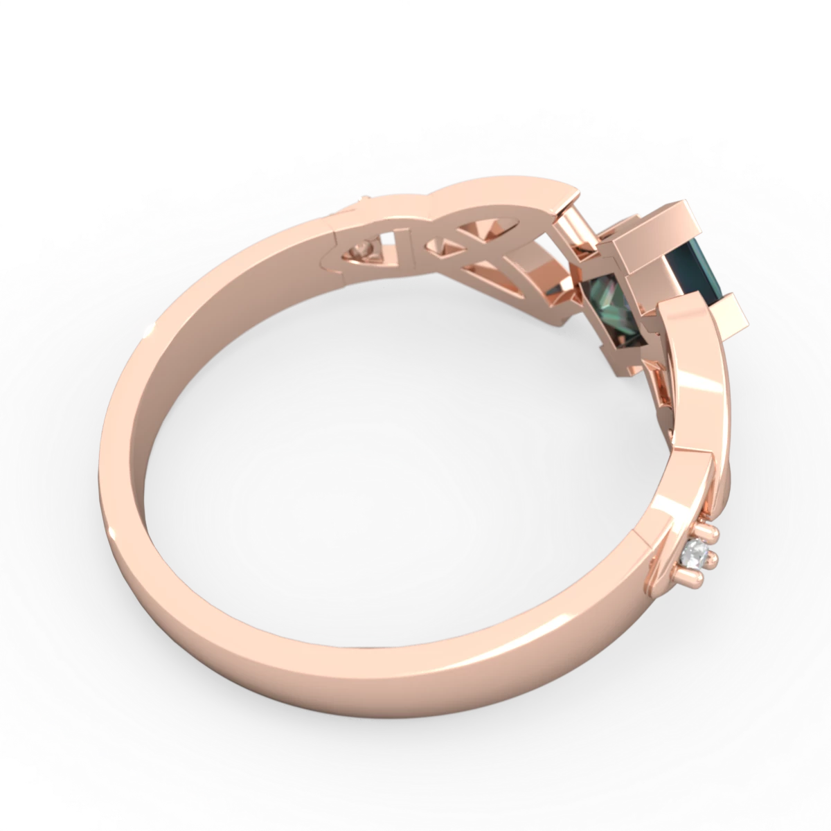 Alexandrite Celtic Knot Princess 14K Rose Gold ring R3349