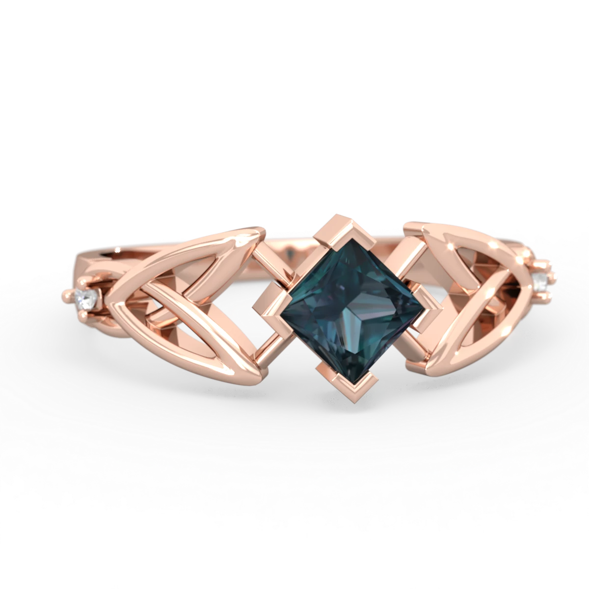 Alexandrite Celtic Knot Princess 14K Rose Gold ring R3349
