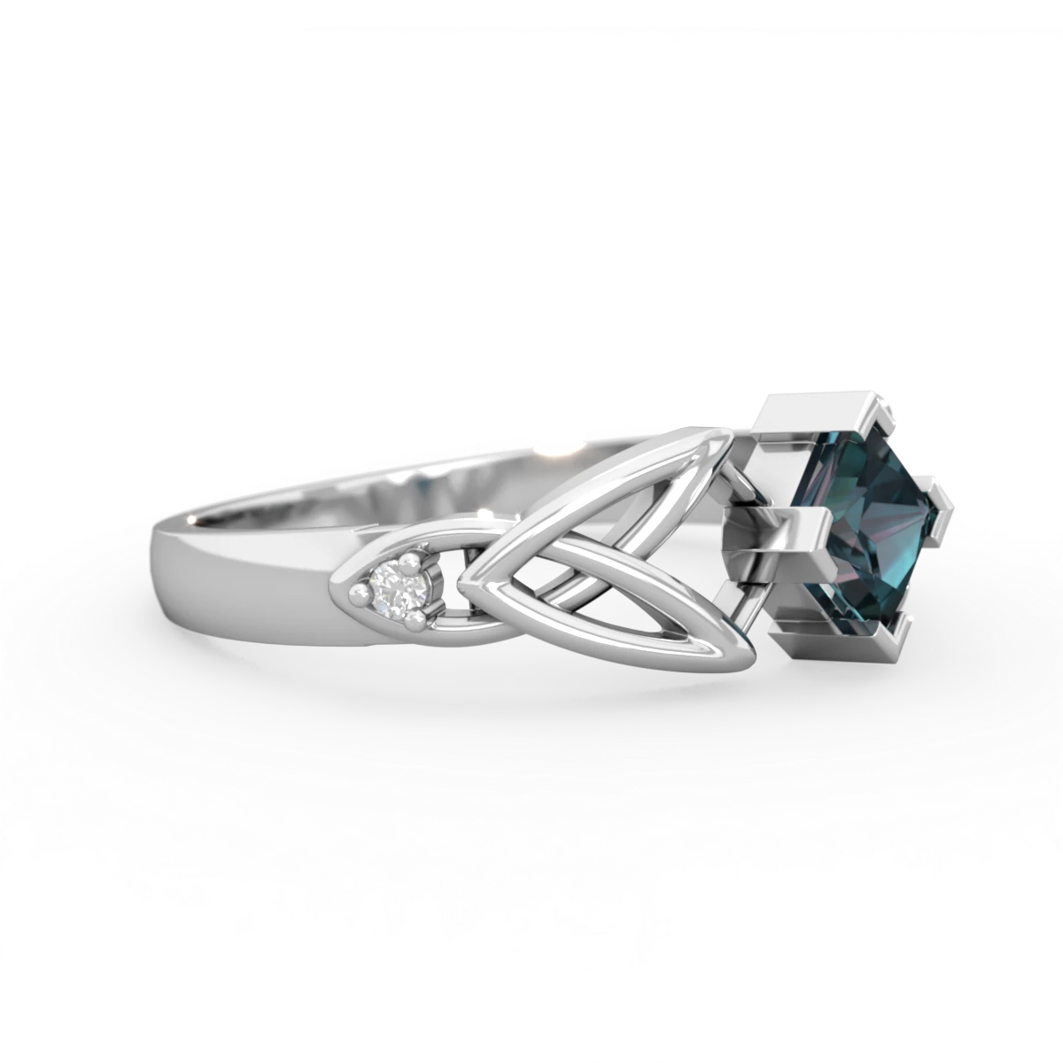 Alexandrite Celtic Knot Princess 14K White Gold ring R3349