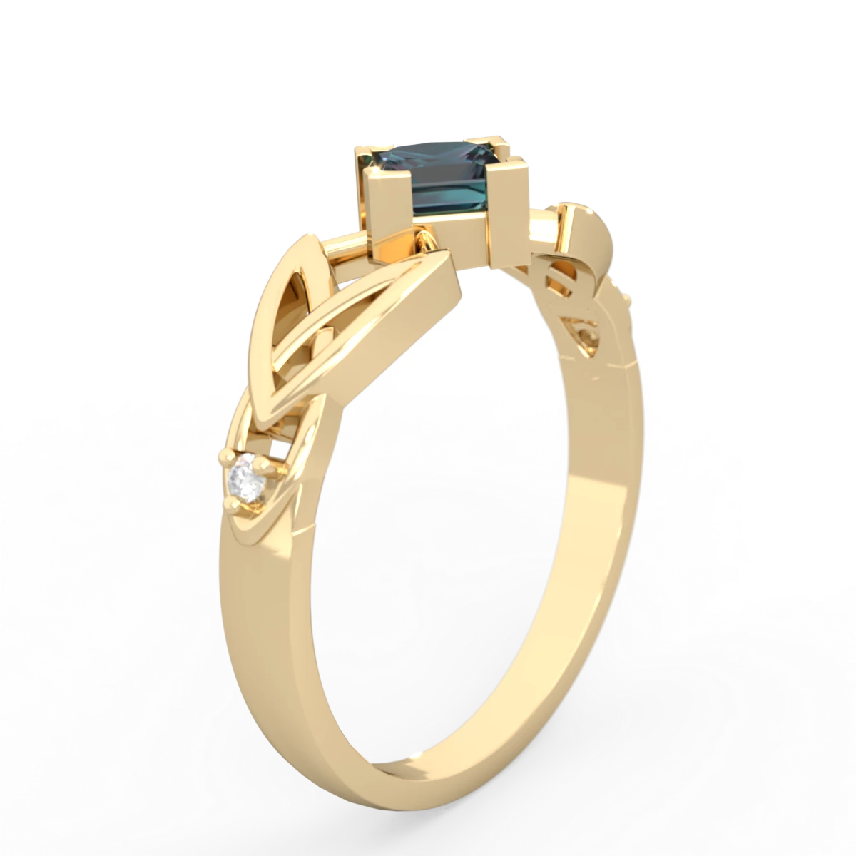 Alexandrite Celtic Knot Princess 14K Yellow Gold ring R3349
