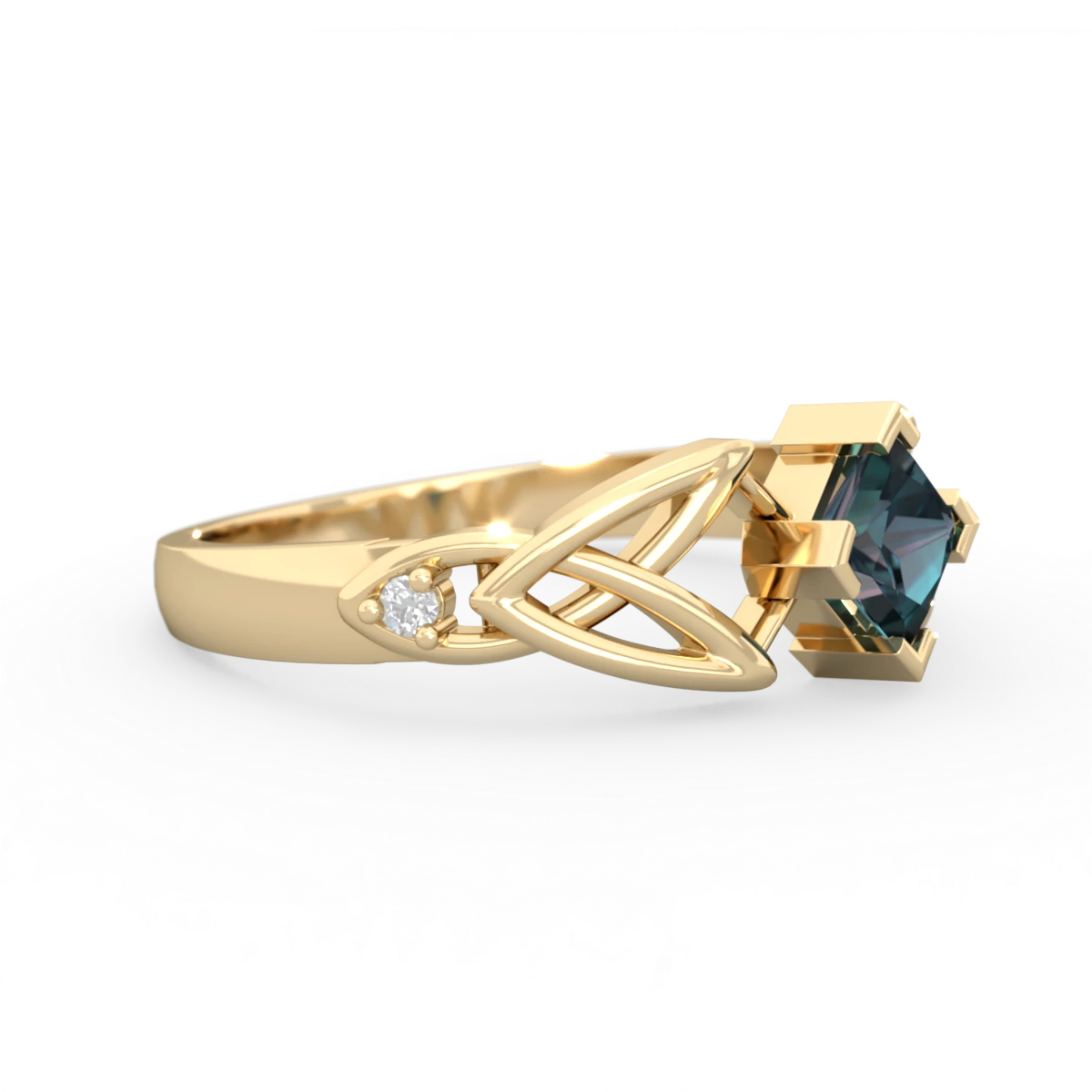 Alexandrite Celtic Knot Princess 14K Yellow Gold ring R3349