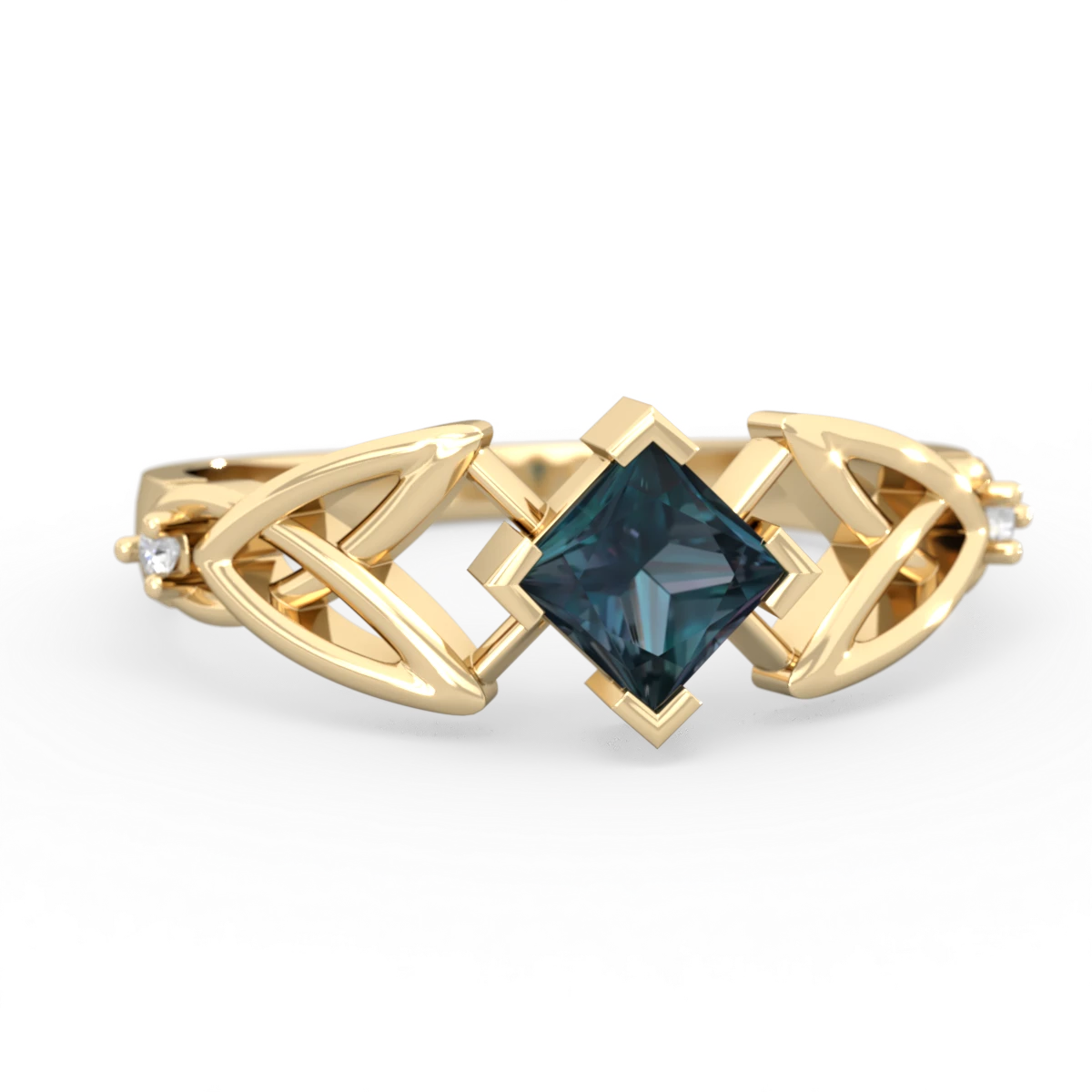 Alexandrite Celtic Knot Princess 14K Yellow Gold ring R3349