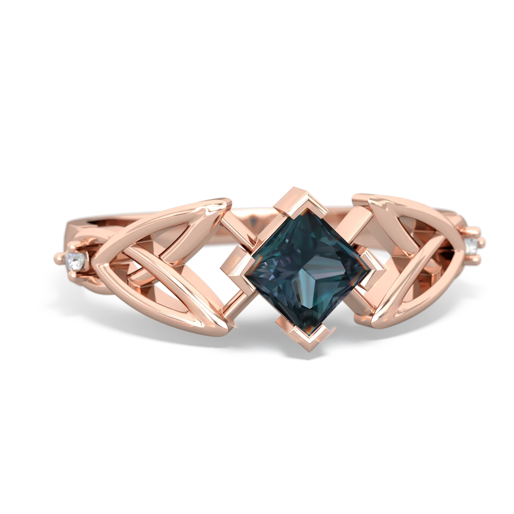 Alexandrite Celtic Knot Princess 14K Rose Gold ring R3349