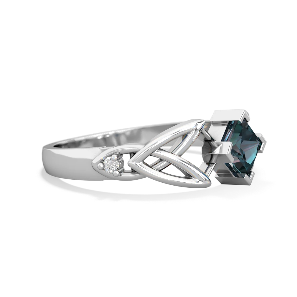 Alexandrite Celtic Knot Princess 14K White Gold ring R3349