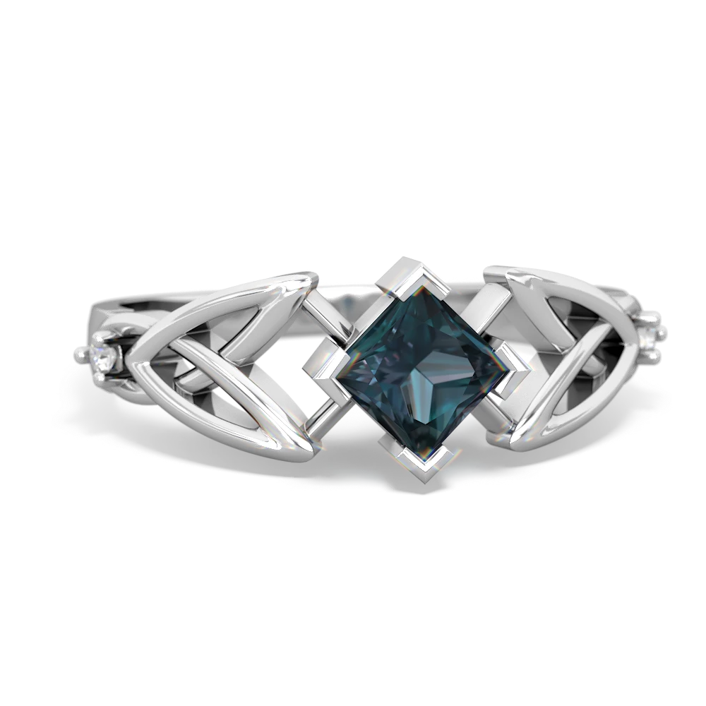 Alexandrite Celtic Knot Princess 14K White Gold ring R3349