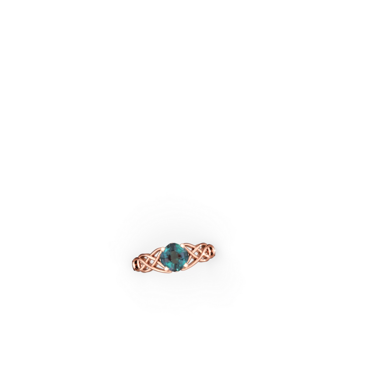 Alexandrite Checkerboard Cushion Celtic Knot 14K Rose Gold ring R5000