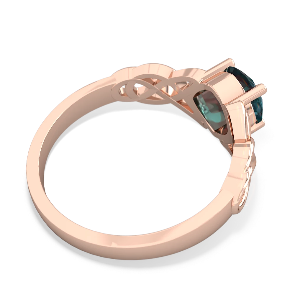 Lab Alexandrite Celtic Knot 14K Rose Gold ring R5000 - front view